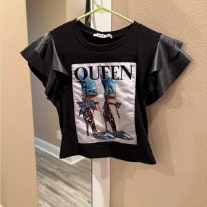 Love J Black Kids Tee with Queen Graphic